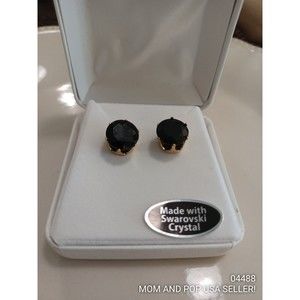 SWAROVSKI CRYSTAL EARRINGS Black Stud Large Crystal
